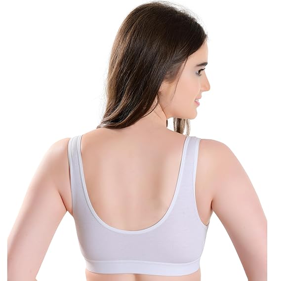TRYLO Riza Beginner Combed Cotton Non-Padded Non-Wired Pop-On Bra for Teenage Girls Combo Pack of 2